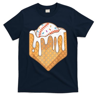 Baseball Home Plate Ice Cream Drip Fun Sports Lover T-Shirt