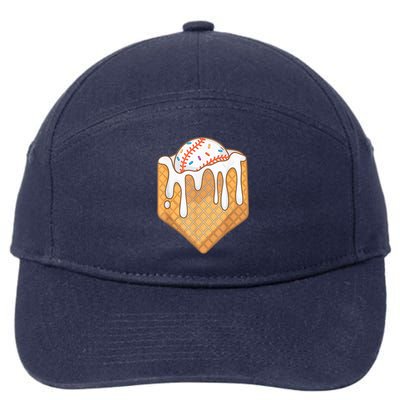 Baseball Home Plate Ice Cream Drip Fun Sports Lover 7-Panel Snapback Hat