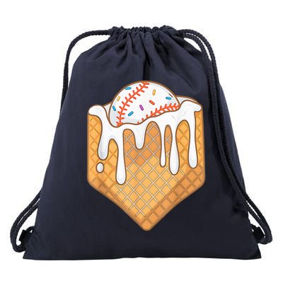 Baseball Home Plate Ice Cream Drip Fun Sports Lover Drawstring Bag
