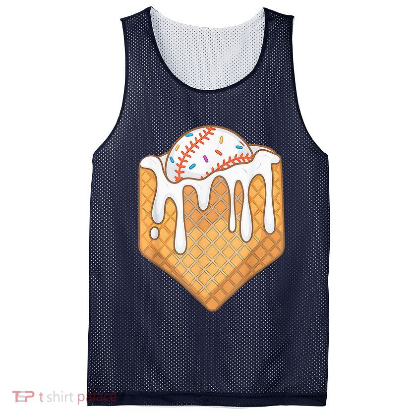 Baseball Home Plate Ice Cream Drip Fun Sports Lover Mesh Reversible Basketball Jersey Tank