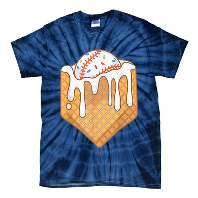 Baseball Home Plate Ice Cream Drip Fun Sports Lover Tie-Dye T-Shirt