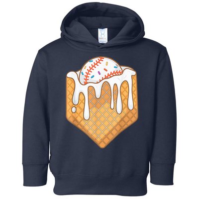 Baseball Home Plate Ice Cream Drip Fun Sports Lover Toddler Hoodie