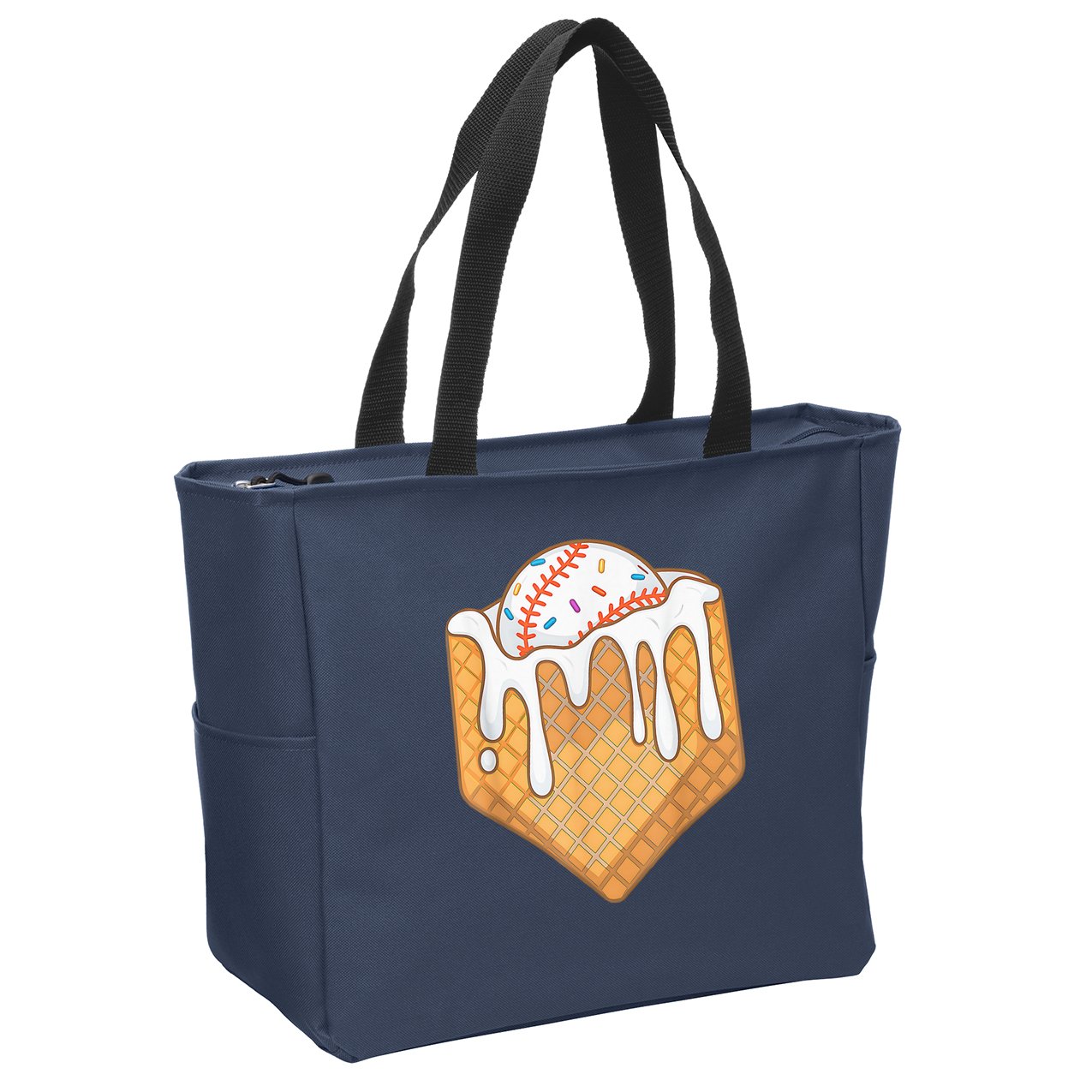 Baseball Home Plate Ice Cream Drip Fun Sports Lover Zip Tote Bag