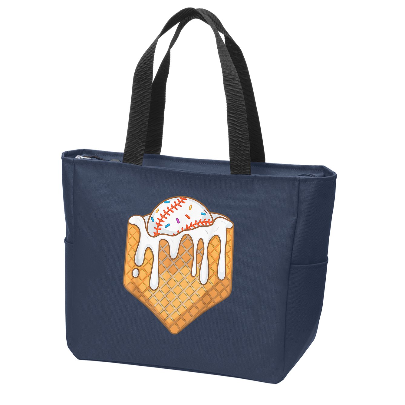 Baseball Home Plate Ice Cream Drip Fun Sports Lover Zip Tote Bag