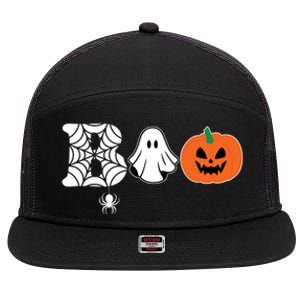 Boo Halloween Pumpkin Festive 7 Panel Mesh Trucker Snapback Hat