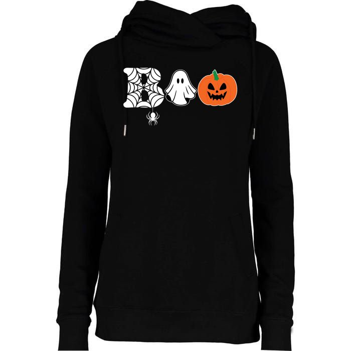 Boo Halloween Pumpkin Festive Womens Funnel Neck Pullover Hood