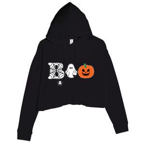 Boo Halloween Pumpkin Festive Crop Fleece Hoodie