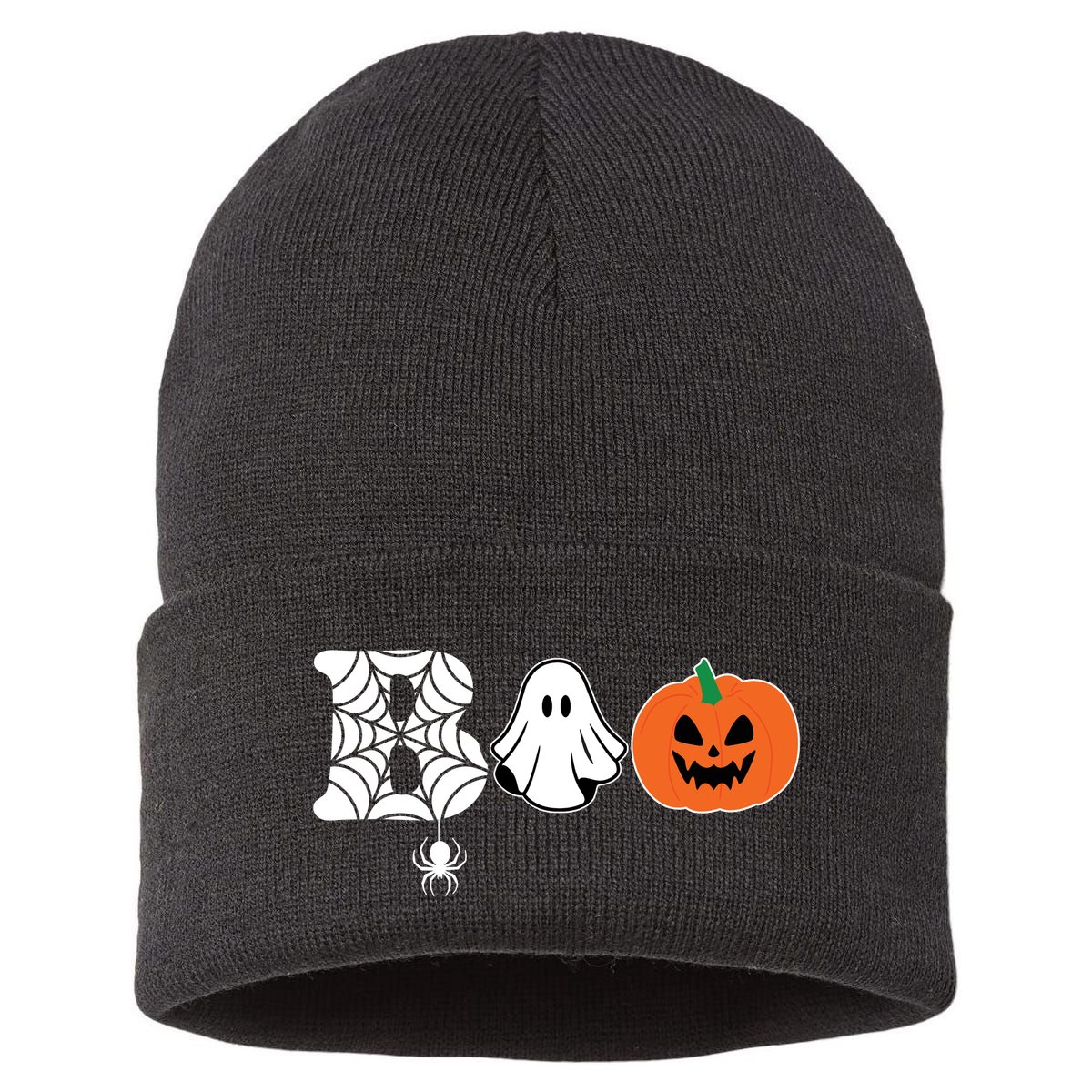 Boo Halloween Pumpkin Festive Sustainable Knit Beanie