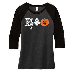 Boo Halloween Pumpkin Festive Women's Tri-Blend 3/4-Sleeve Raglan Shirt