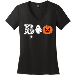 Boo Halloween Pumpkin Festive Women's V-Neck T-Shirt