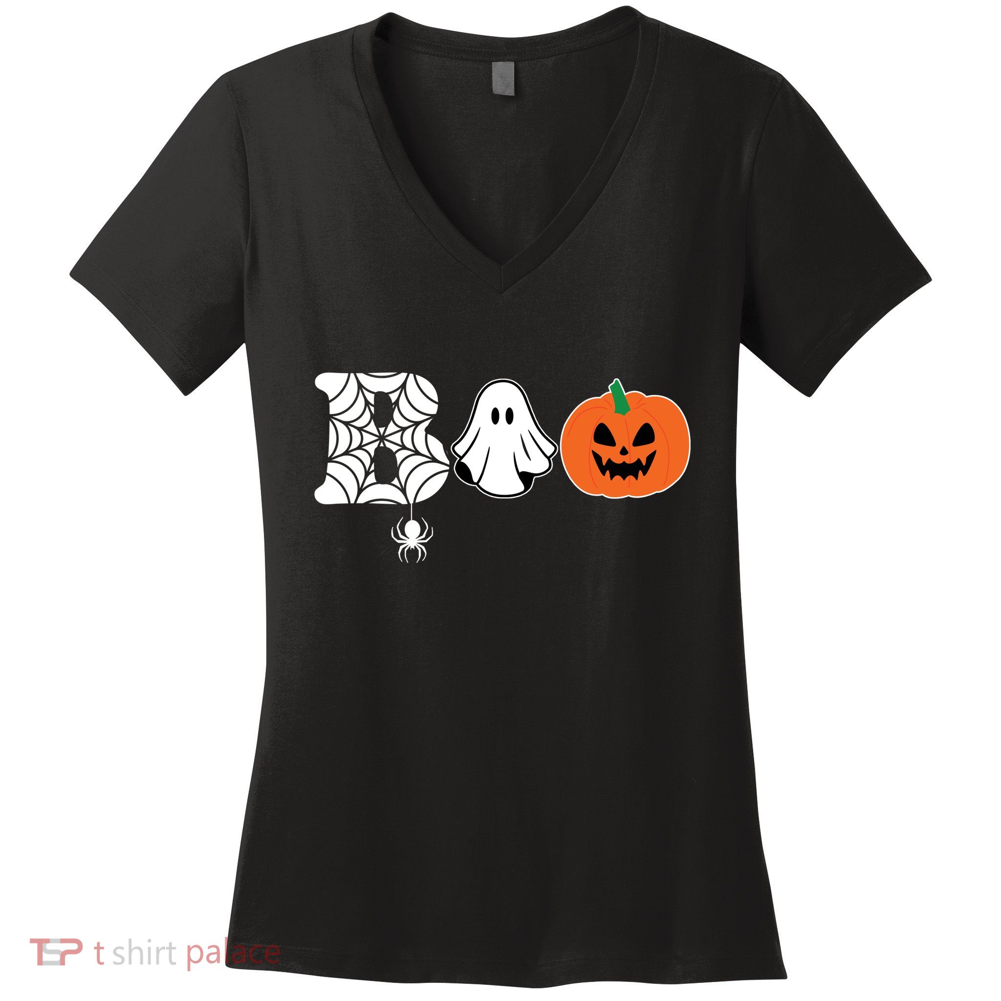 Boo Halloween Pumpkin Festive Women's V-Neck T-Shirt
