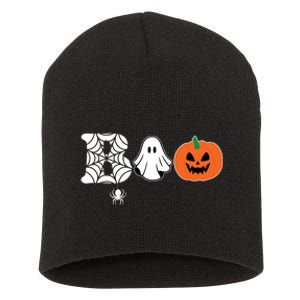 Boo Halloween Pumpkin Festive Short Acrylic Beanie