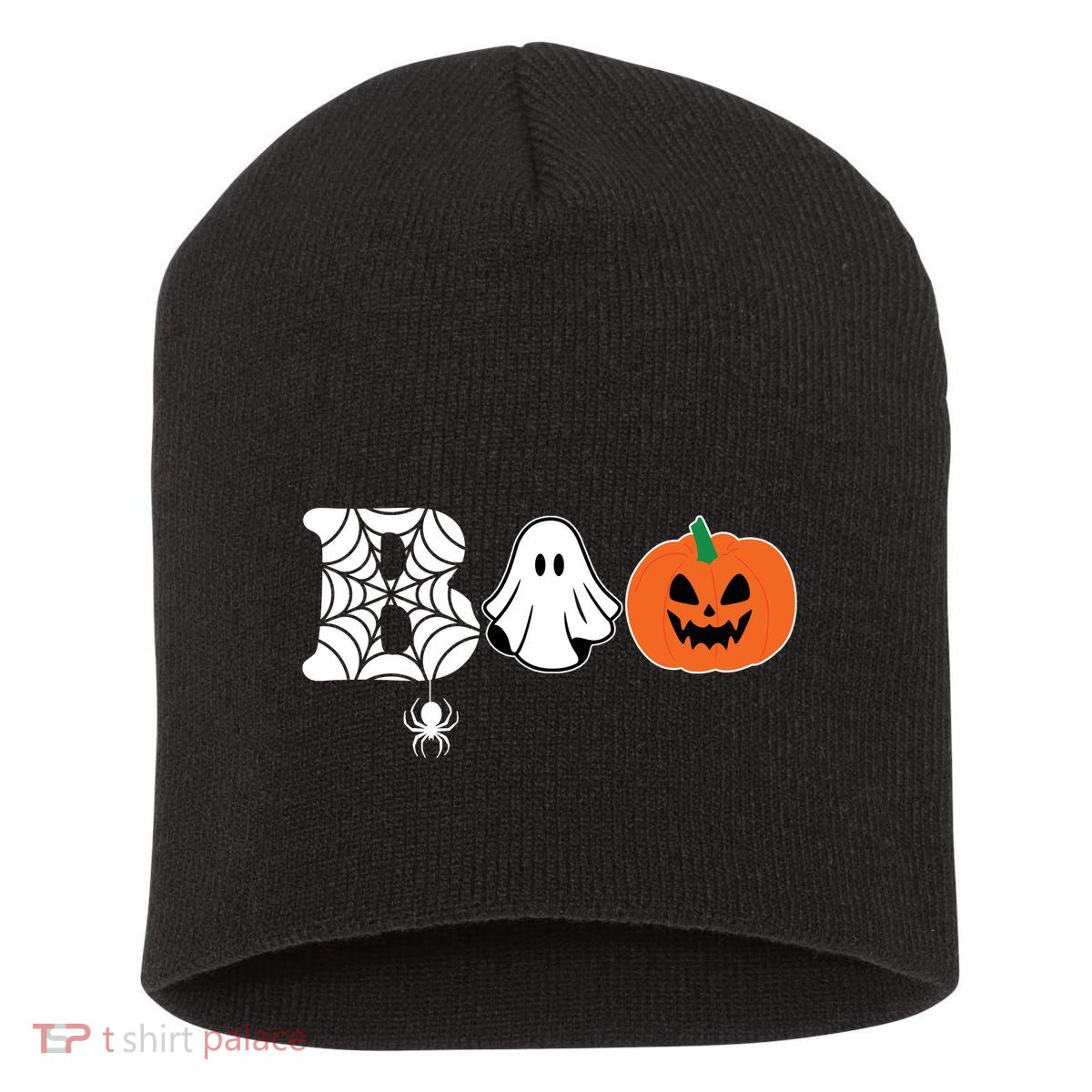 Boo Halloween Pumpkin Festive Short Acrylic Beanie