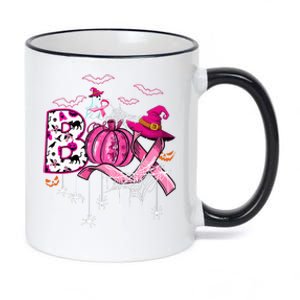 Boo Halloween Pumpkin Pink Ribbon Witch Breast Cancer 11oz Black Color Changing Mug