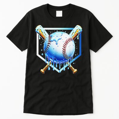 Baseball Home Plate Ice Cream Drip Sprinkles Drip Tall T-Shirt