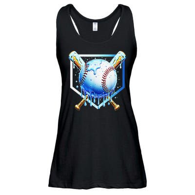 Baseball Home Plate Ice Cream Drip Sprinkles Drip Ladies Essential Flowy Tank