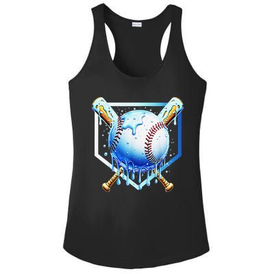 Baseball Home Plate Ice Cream Drip Sprinkles Drip Ladies PosiCharge Competitor Racerback Tank