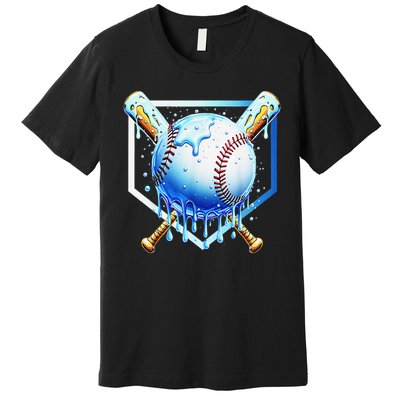 Baseball Home Plate Ice Cream Drip Sprinkles Drip Premium T-Shirt