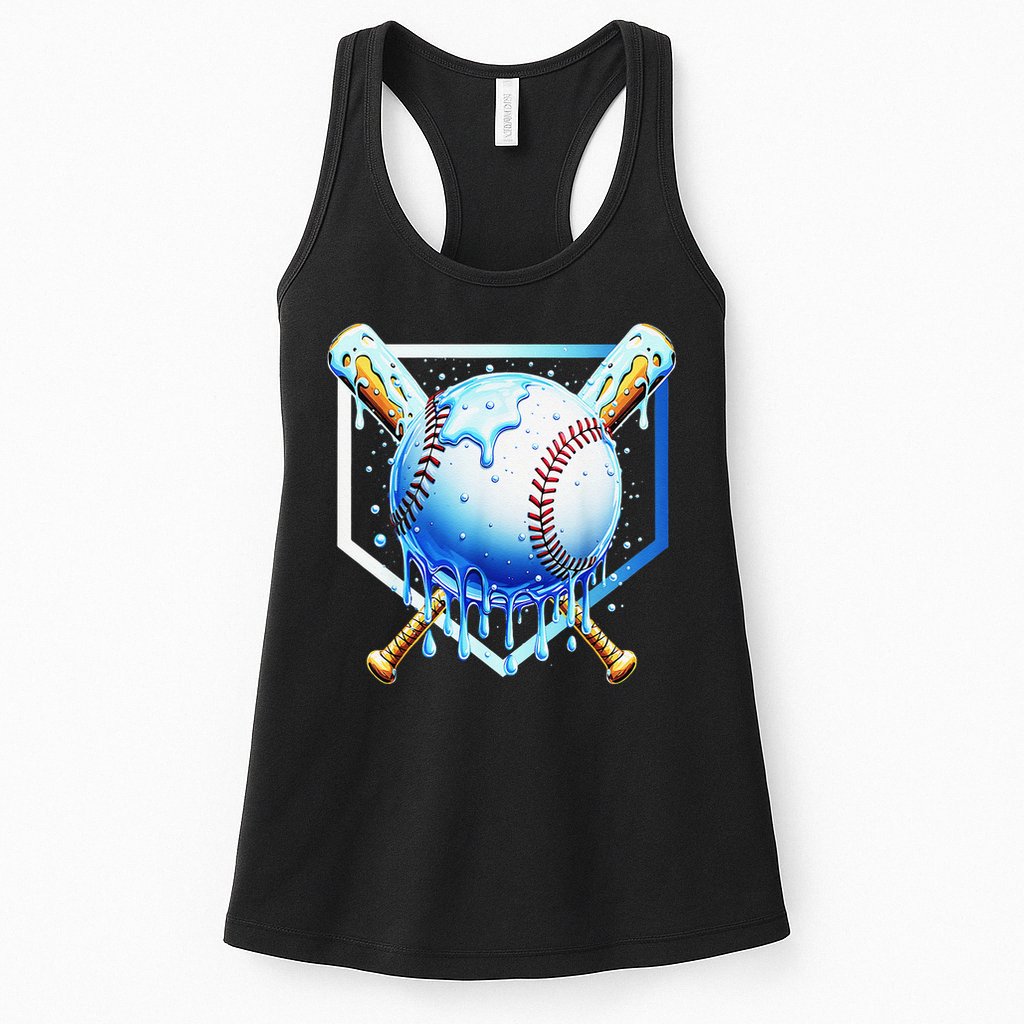 Baseball Home Plate Ice Cream Drip Sprinkles Drip Womens Tank Top