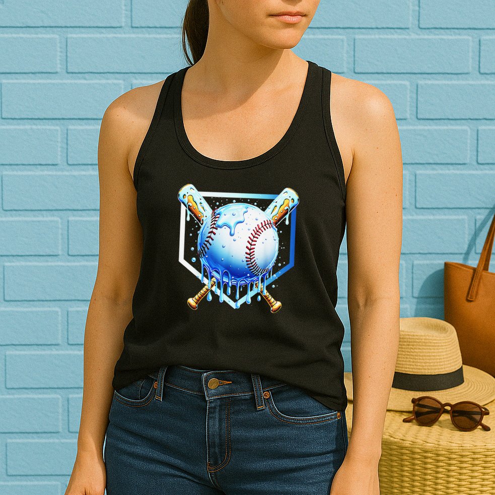 Baseball Home Plate Ice Cream Drip Sprinkles Drip Womens Tank Top