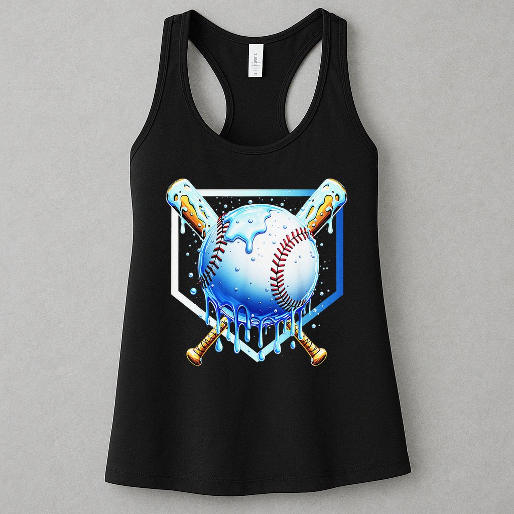 Baseball Home Plate Ice Cream Drip Sprinkles Drip Womens Tank Top