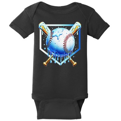 Baseball Home Plate Ice Cream Drip Sprinkles Drip Baby Bodysuit