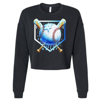 Baseball Home Plate Ice Cream Drip Sprinkles Drip Cropped Pullover Crew
