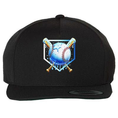 Baseball Home Plate Ice Cream Drip Sprinkles Drip Wool Snapback Cap