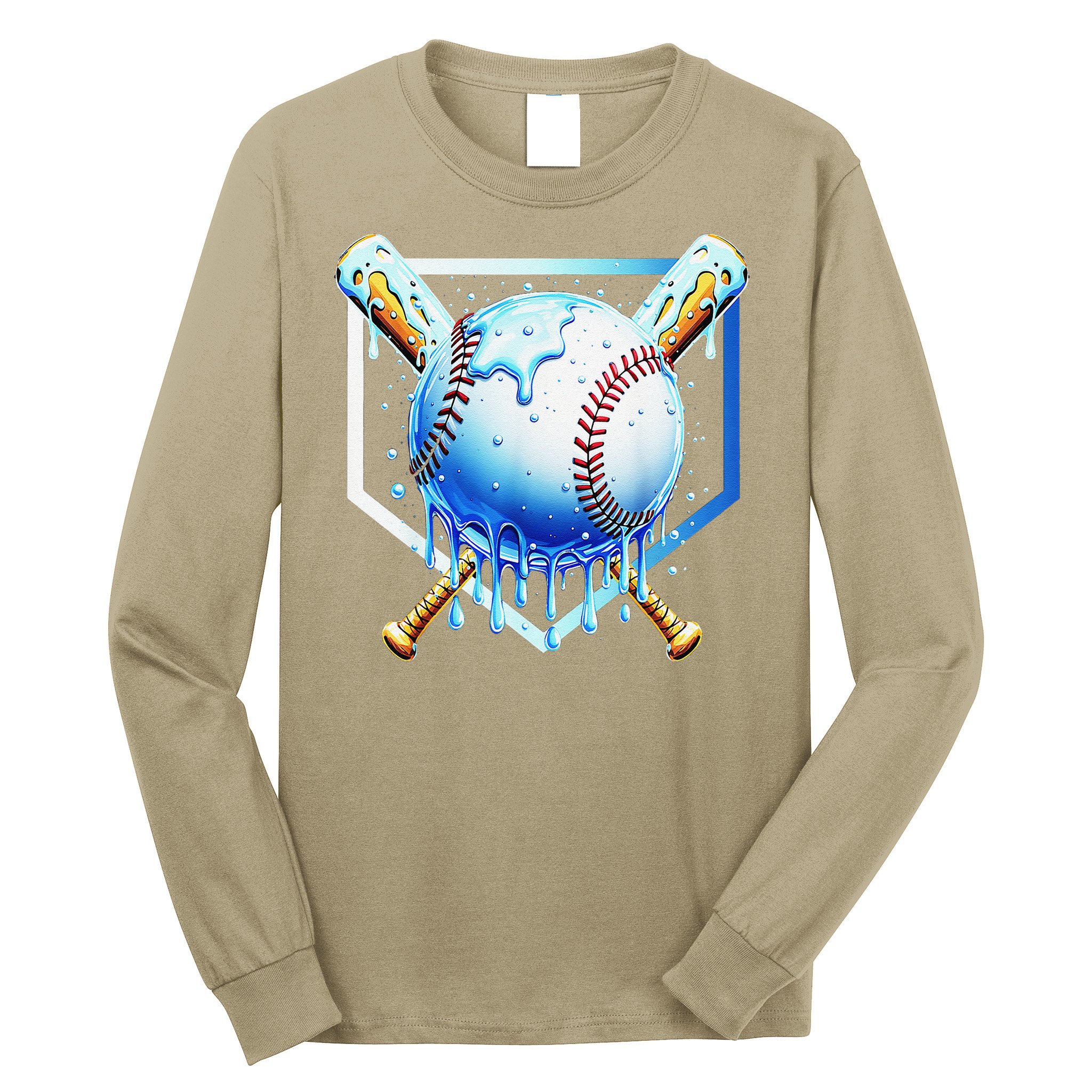 Baseball Home Plate Ice Cream Drip Sprinkles Drip Long Sleeve Shirt