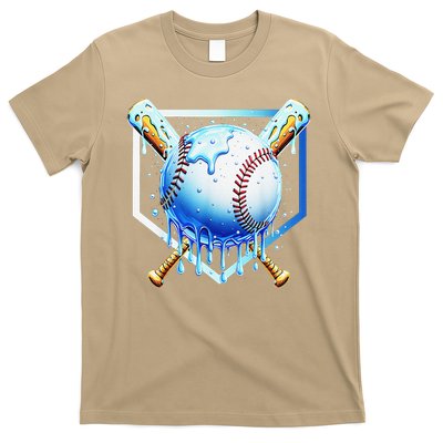 Baseball Home Plate Ice Cream Drip Sprinkles Drip T-Shirt