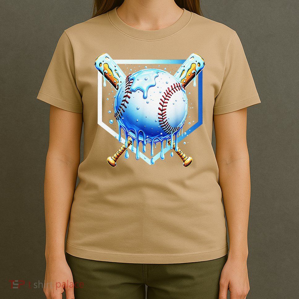 Baseball Home Plate Ice Cream Drip Sprinkles Drip T-Shirt