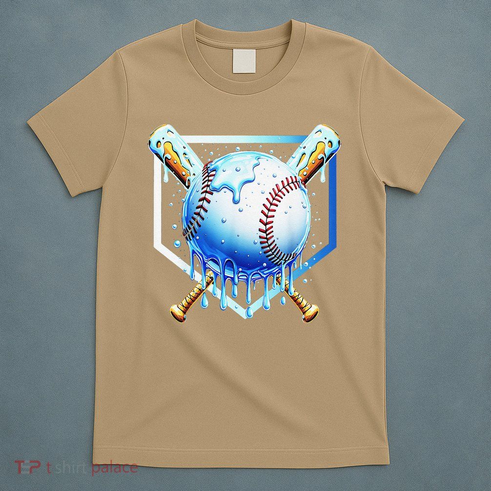 Baseball Home Plate Ice Cream Drip Sprinkles Drip T-Shirt