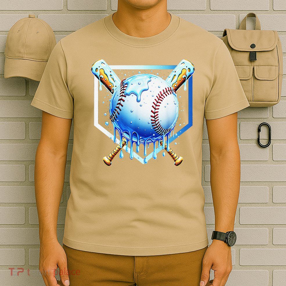 Baseball Home Plate Ice Cream Drip Sprinkles Drip T-Shirt