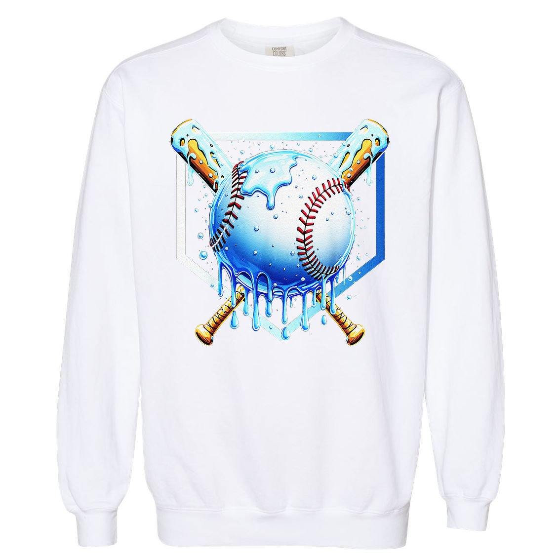 Baseball Home Plate Ice Cream Drip Sprinkles Drip Garment-Dyed Sweatshirt