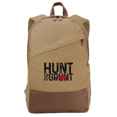 Boar Hog Pig Hunting Hunt The Grunt Funny Hog Hunter Cotton Canvas Backpack