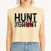 Boar Hog Pig Hunting Hunt The Grunt Funny Hog Hunter Garment-Dyed Women's Muscle Tee