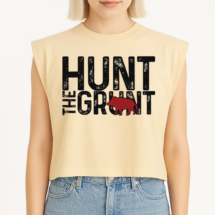 Boar Hog Pig Hunting Hunt The Grunt Funny Hog Hunter Garment-Dyed Women's Muscle Tee