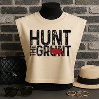 Boar Hog Pig Hunting Hunt The Grunt Funny Hog Hunter Garment-Dyed Women's Muscle Tee