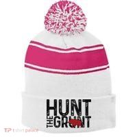 Boar Hog Pig Hunting Hunt The Grunt Funny Hog Hunter Stripe Pom Pom Beanie