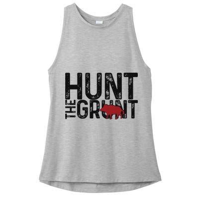 Boar Hog Pig Hunting Hunt The Grunt Funny Hog Hunter Ladies PosiCharge Tri-Blend Wicking Tank