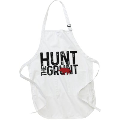 Boar Hog Pig Hunting Hunt The Grunt Funny Hog Hunter Full-Length Apron With Pockets