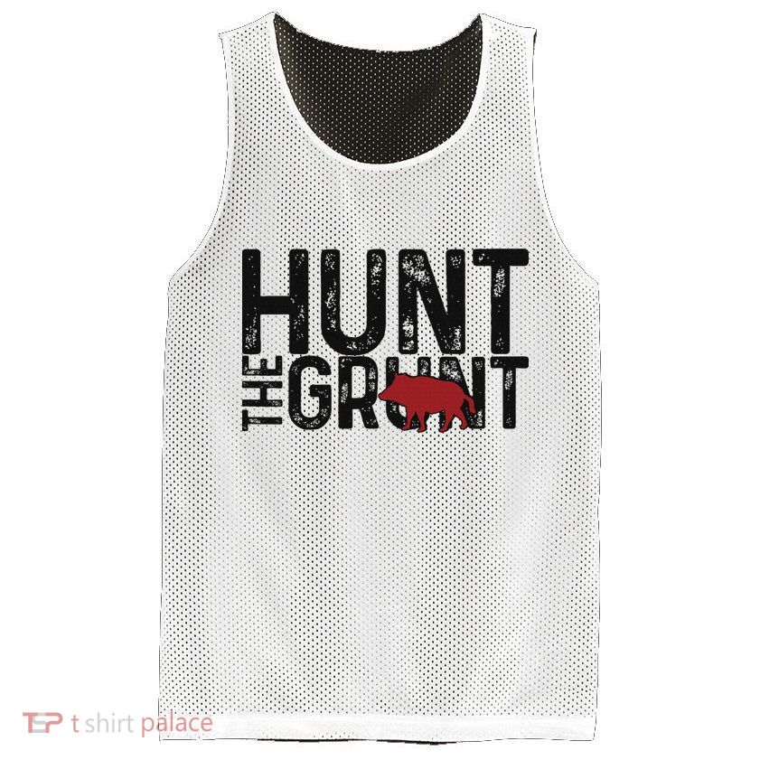 Boar Hog Pig Hunting Hunt The Grunt Funny Hog Hunter Mesh Reversible Basketball Jersey Tank