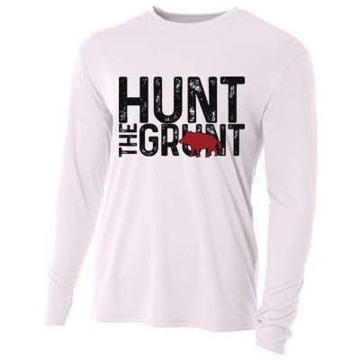Boar Hog Pig Hunting Hunt The Grunt Funny Hog Hunter Cooling Performance Long Sleeve Crew
