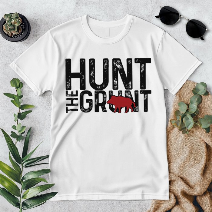 Boar Hog Pig Hunting Hunt The Grunt Funny Hog Hunter Premium T-Shirt