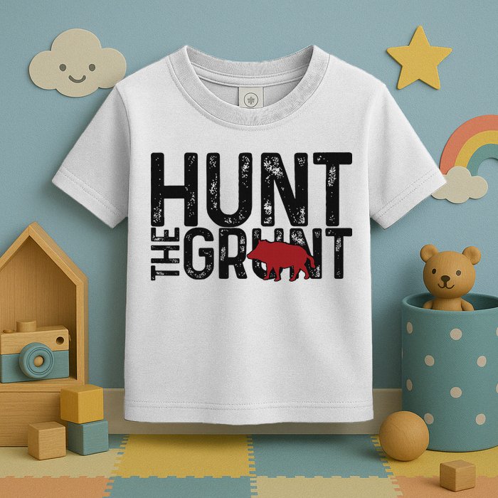 Boar Hog Pig Hunting Hunt The Grunt Funny Hog Hunter Toddler T-Shirt