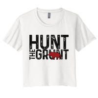 Boar Hog Pig Hunting Hunt The Grunt Funny Hog Hunter Crop Top