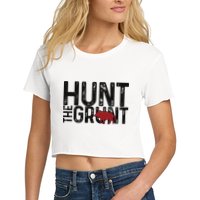 Boar Hog Pig Hunting Hunt The Grunt Funny Hog Hunter Crop Top