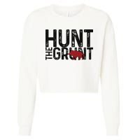 Boar Hog Pig Hunting Hunt The Grunt Funny Hog Hunter Cropped Pullover Crew
