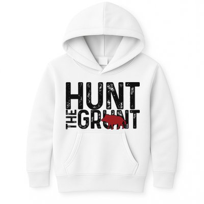 Boar Hog Pig Hunting Hunt The Grunt Funny Hog Hunter Kids Hoodie