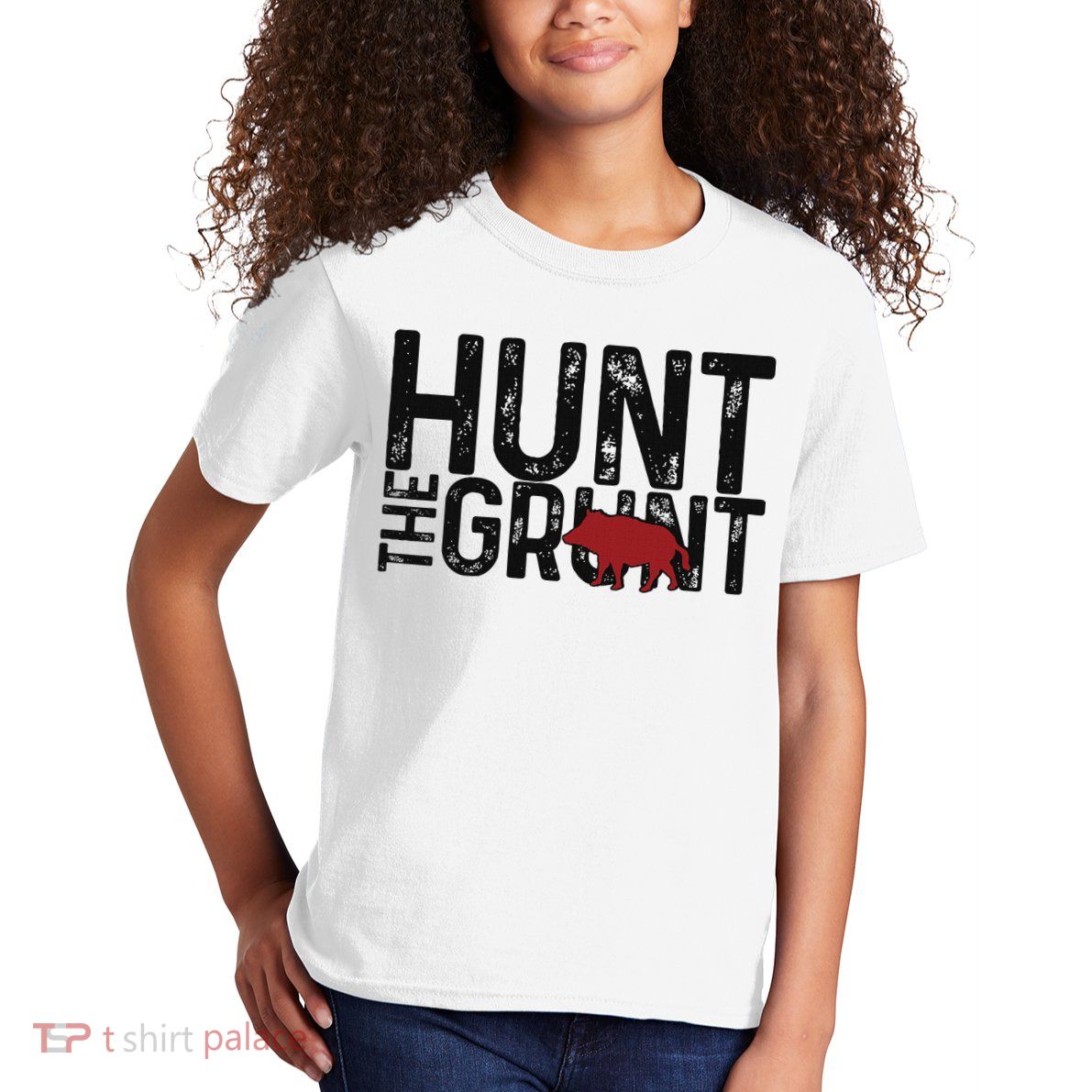 Boar Hog Pig Hunting Hunt The Grunt Funny Hog Hunter Kids T-Shirt